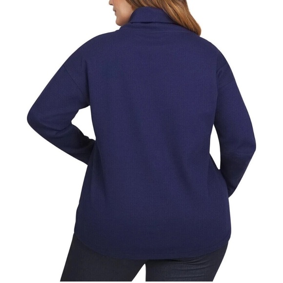 Lands' End New Women's Long Sleeve Waffle Funnel Neck Top Navy Plus 2X - Picture 11 of 11